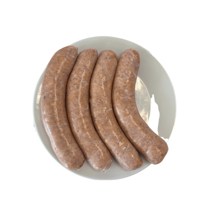 ANDOUILLE LINKS 4:1, 6” ITEM #1093 uncooked on plate