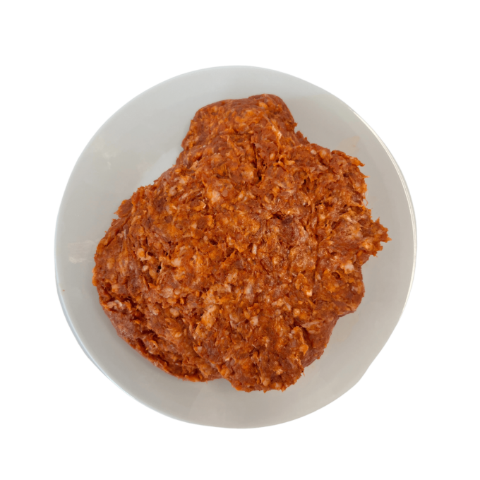 MEXICAN-STYLE CHORIZO BULK ITEM #1053A uncooked on plate