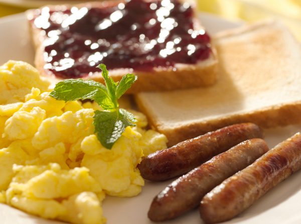 Eggs, Sausage Links and Toast