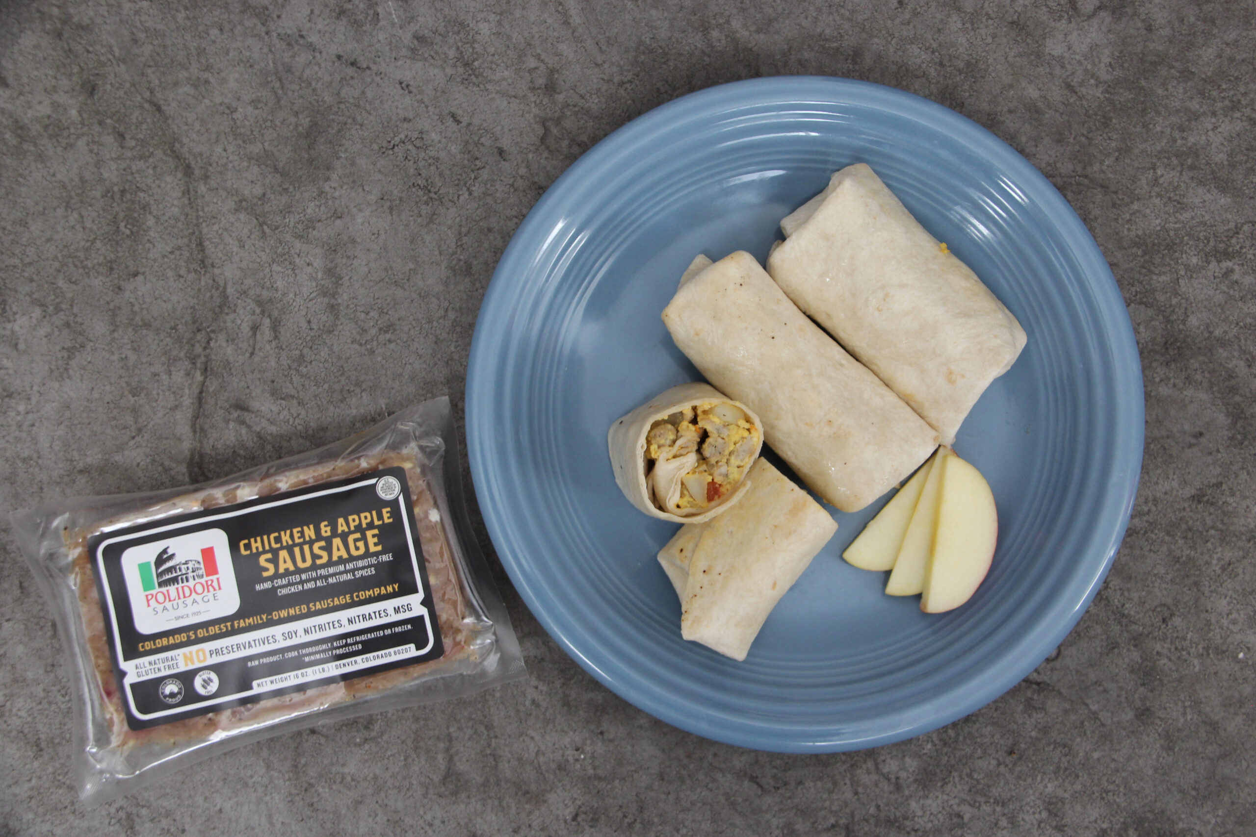 Chicken & Apple Sausage Breakfast Burrito - Polidori Sausage