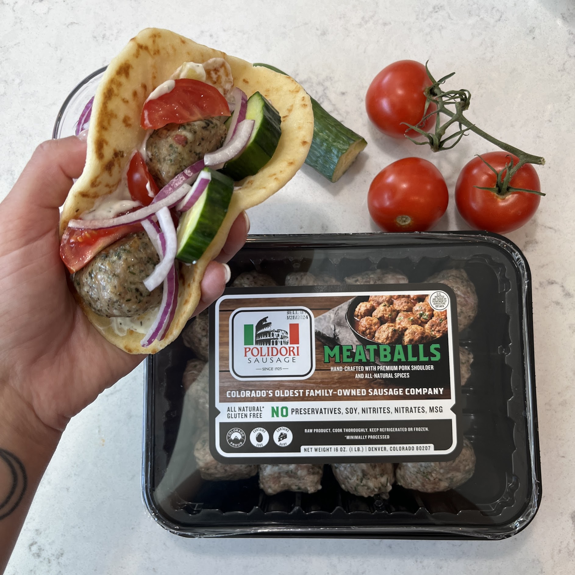 Mediterranean Meatball Pitas - Polidori Sausage