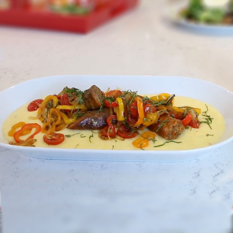 Grilled Italian Sausage on Creamy Polenta - Polidori Sausage