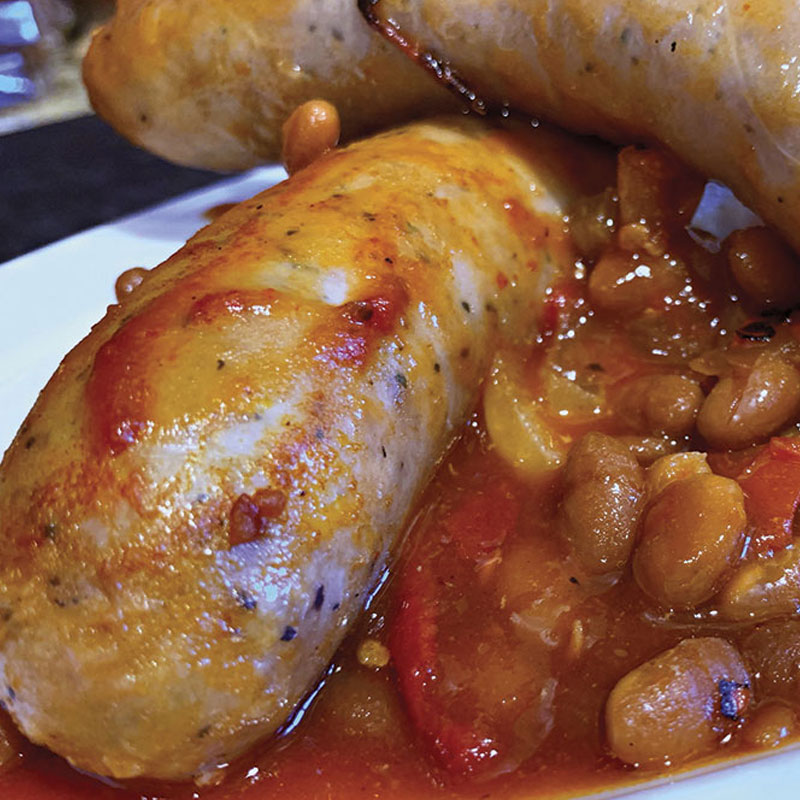 Polidori Slow Cooker Brats and Campfire Beans - Polidori Sausage