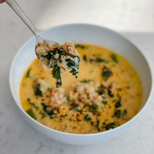 Cauliflower Sausage Kale Soup